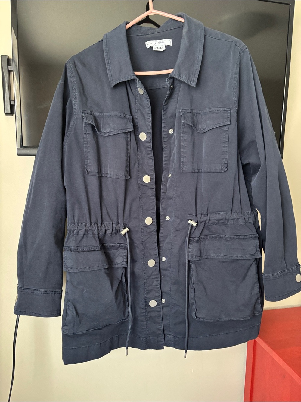 Lightweight Navy Utility Jacket with Drawstring Waist